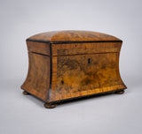 19th Century Walnut Waisted Twin Compartment Tea Caddy. - Harrington Antiques