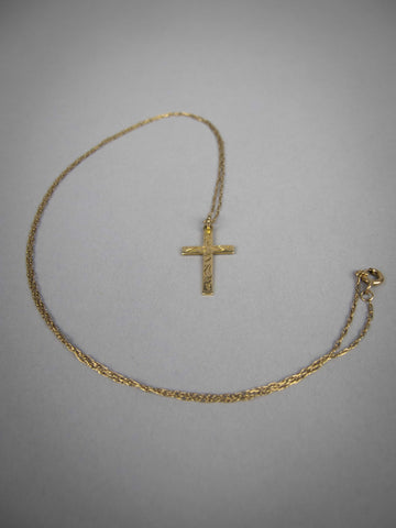 9 Carat Gold Crucifix / Cross Necklace by Georg Jensen Ltd, London, 1967. - Harrington Antiques