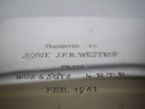 .925 Silver Cigarette Box by Wilhem Binder, c.1961. Military Inscription. - Harrington Antiques