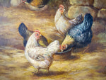 A. Muller (German School), 19th Century Chickens In Farmyard Scene - Oil On Board. - Harrington Antiques