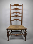 Antique 19th Century Elm and Rush Ladder Back Chair With Rush Seat - Harrington Antiques