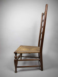 Antique 19th Century Elm and Rush Ladder Back Chair With Rush Seat - Harrington Antiques