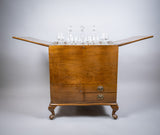 Art Deco Walnut Pop-Up / Surprise Bar With Original Crystal Glassware. - Harrington Antiques