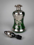 Art Nouveau Emerald Glass Scent Bottle With Silver Overlay, c.1900-1910. - Harrington Antiques