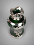 Art Nouveau Emerald Glass Scent Bottle With Silver Overlay, c.1900-1910. - Harrington Antiques