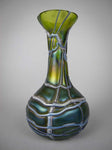 Art Nouveau Jugendstil Bohemian Iridescent and Trailed Green Glass Vase - Harrington Antiques