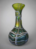 Art Nouveau Jugendstil Bohemian Iridescent and Trailed Green Glass Vase - Harrington Antiques