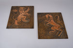 Arts & Crafts Copper Lion & Unicorn Plaques / Panels, c.1910. - Harrington Antiques