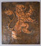 Arts & Crafts Copper Lion & Unicorn Plaques / Panels, c.1910. - Harrington Antiques