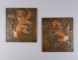 Arts & Crafts Copper Lion & Unicorn Plaques / Panels, c.1910. - Harrington Antiques