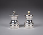 Asprey Silver Capstan Salt Mill and Pepper Mill by Hersey & Son. - Harrington Antiques