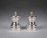 Asprey Silver Capstan Salt Mill and Pepper Mill by Hersey & Son. - Harrington Antiques