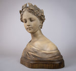 Auguste Henri Carli (1868-1930) Renaissance Clay Bust Of A Female, c.1920. - Harrington Antiques