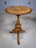 Burr Walnut Marquetry 'George & Dragon' Wine Table, c.1870. - Harrington Antiques