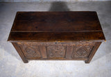 Charles II 17th Century Carved Three Panel Oak Coffer / Chest, c.1680 - Harrington Antiques