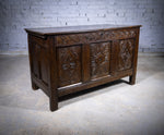 Charles II 17th Century Carved Three Panel Oak Coffer / Chest, c.1680 - Harrington Antiques