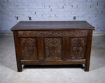 Charles II 17th Century Carved Three Panel Oak Coffer / Chest, c.1680 - Harrington Antiques