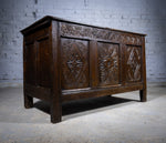 Charles II 17th Century Carved Three Panel Oak Coffer / Chest, c.1680 - Harrington Antiques