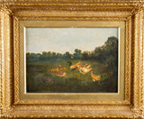 Chickens In A Landscape, Signed & Dated 'A.D, 1883'. Oil On Tin. - Harrington Antiques