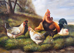 Circle of Edgar Hunt (1875-1953) - Chickens In Farmyard. Oil On Board. - Harrington Antiques