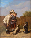 Circle Of William Hemsley (1819-1906) - Children Teaching Dogs Tricks. Signed W. Hemsley. - Harrington Antiques