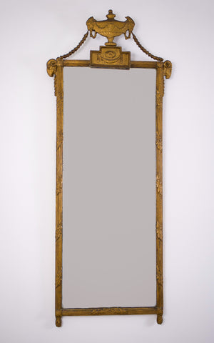 Early 19th Century French Neoclassical Pier Mirror With Rams' Head Decoration - Harrington Antiques