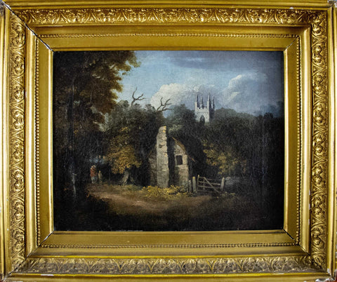 Early 19th Century Oil of Weston Church, Bath, In The Manner Of Thomas Gainsborough, by Norwich School Artist.. - Harrington Antiques