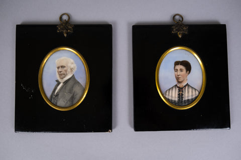 Early 19th Century Pair Of Miniature Portraits (Gentleman & Lady), c.1810 - Harrington Antiques