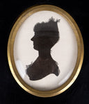 Early 19thC Hand Painted Silhouette - Lady With Headdress - Harrington Antiques