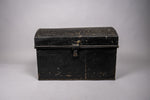 Early 20th Century Black Metal Dome Top Trunk With Handles, c.1900 - Harrington Antiques