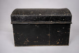 Early 20th Century Black Metal Dome Top Trunk With Handles, c.1900 - Harrington Antiques