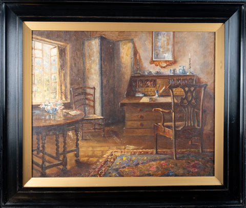 Early 20th Century Interior Scene, signed 'G. Macdonald'. Oil on Canvas. - Harrington Antiques