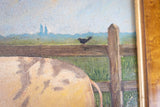 Early 20th Century Prize Pig In Landscape, Oil On Panel - English School. - Harrington Antiques