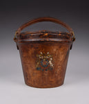 Early 20thC Leather Ice Bucket With Royal Coat Of Arms - Harrington Antiques