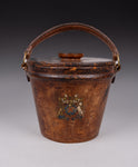 Early 20thC Leather Ice Bucket With Royal Coat Of Arms - Harrington Antiques