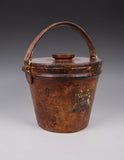 Early 20thC Leather Ice Bucket With Royal Coat Of Arms - Harrington Antiques