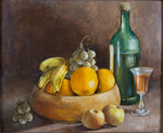 Enid Clarke RMS (1919-2020) Still Life of Fruit & Sherry. Signed & Dated, 1976. - Harrington Antiques