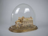 Exceptional Large Victorian Beadwork Diorama Of A House In Original Glass Dome. - Harrington Antiques