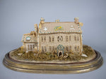 Exceptional Large Victorian Beadwork Diorama Of A House In Original Glass Dome. - Harrington Antiques