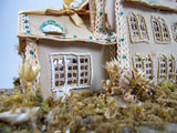 Exceptional Large Victorian Beadwork Diorama Of A House In Original Glass Dome. - Harrington Antiques