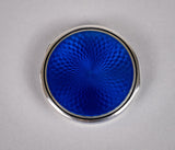 Fine French Silver and Blue Guilloche Enamel Pill Box, c.1930 - Harrington Antiques