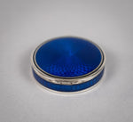 Fine French Silver and Blue Guilloche Enamel Pill Box, c.1930 - Harrington Antiques