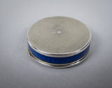 Fine French Silver and Blue Guilloche Enamel Pill Box, c.1930 - Harrington Antiques