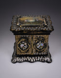 Fine Mother of Pearl & Abalone Ebonised Papier-Mache Jewellery Cabinet, c.1850. - Harrington Antiques