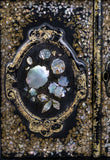 Fine Mother of Pearl & Abalone Ebonised Papier-Mache Jewellery Cabinet, c.1850. - Harrington Antiques