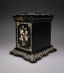 Fine Mother of Pearl & Abalone Ebonised Papier-Mache Jewellery Cabinet, c.1850. - Harrington Antiques