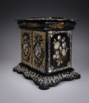 Fine Mother of Pearl & Abalone Ebonised Papier-Mache Jewellery Cabinet, c.1850. - Harrington Antiques