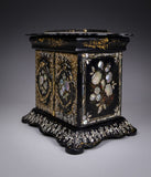Fine Mother of Pearl & Abalone Ebonised Papier-Mache Jewellery Cabinet, c.1850. - Harrington Antiques