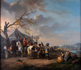Follower Of Philips Wouwerman (1619-1668) - A Military Camp - 18th Century, Oil On Canvas. - Harrington Antiques