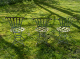 French 19th Century Wrought Iron Garden Chairs - Set of 3. - Harrington Antiques